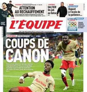 Impresa del Lens contro l'Arsenal, L'Equipe in prima pagina: "Colpi di cannone"