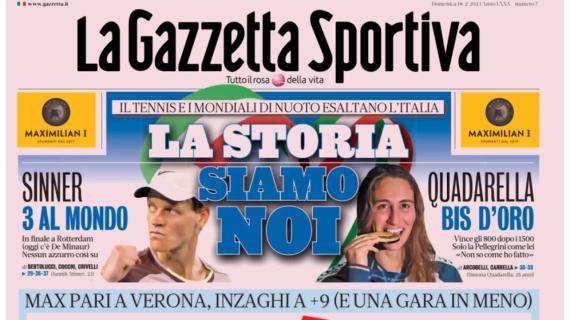 L'apertura de La Gazzetta dello Sport: "AllegriA Inter. Max pari a Verona, Inzaghi ride"
