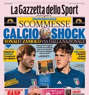 La Gazzetta dello Sport: "Scommesse, calcio shock: Tonali e Zaniolo via dalla Nazionale"