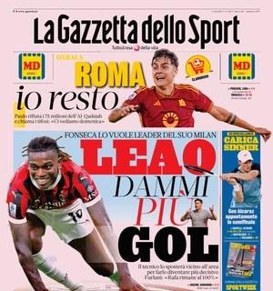 La prima pagina de La Gazzetta dello Sport è sul Milan di Fonseca: "Leao, dammi più gol"