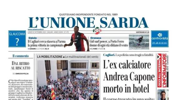 L'Unione Sarda in prima pagina: "Trasferta a Parma, il Cagliari cerca la prima vittoria"