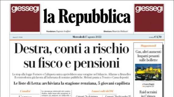 Repubblica in prima pagina: "Blackout Dazn dopo le scuse arrivano i rimborsi"