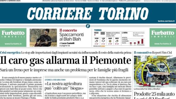 La prima pagina del Corriere Torino: "Il Milan rimonta lo 0-1: la Juventus ci ricasca"