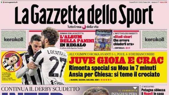 L’apertura odierna de La Gazzetta dello Sport: “Inter, testa al bacio. Ma il Milan è sempre lì”