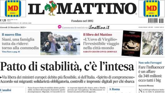 Il Mattino: "Napoli, irrompe ADL: basta con le figuracce. Il giallo di Lavezzi accoltellato"