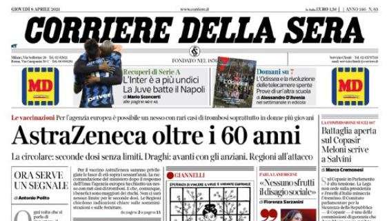 Corriere della Sera: "L'Inter è a più undici. La Juve batte il Napoli"