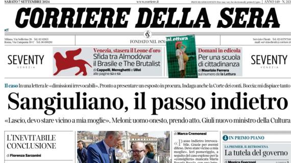 Corriere della Sera in prima pagina: "Rinascita azzurra, lezione alla Francia"