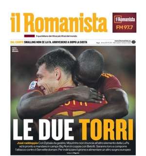 Roma, in Europa con il doppio centravanti. Il Romanista titola: "Le due torri"