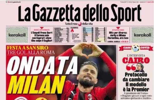 L'apertura de La Gazzetta dello Sport: "Ondata Milan"