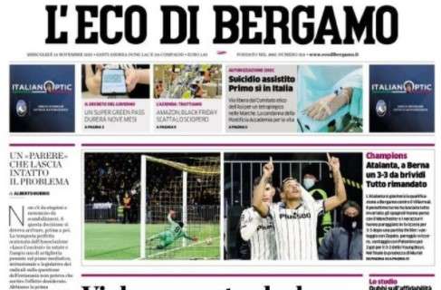 L'Eco di Bergamo: "Atalanta, a Berna un 3-3 da brividi. Tutto rimandato"
