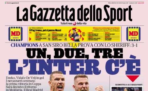 L'apertura de La Gazzetta dello Sport dopo il 3-1 allo Sheriff: "Un, due, tre l'Inter c'è"