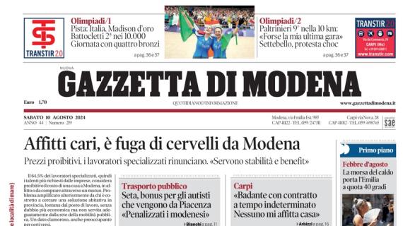 La Gazzetta di Modena in prima pagina: "Il Sassuolo batte il Cittadella e passa il turno"