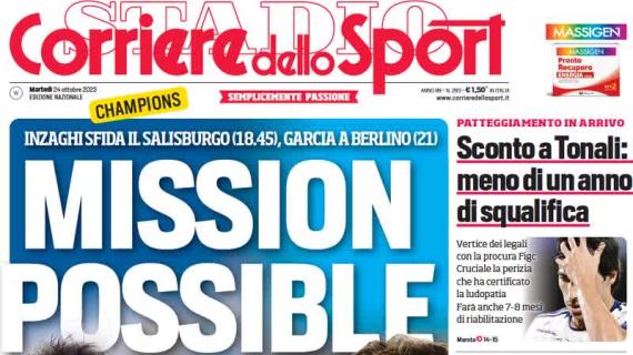 L'apertura del Corriere dello Sport su Inter e Napoli: "Mission possible"