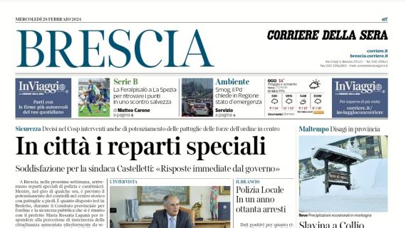 Corriere di Brescia in prima pagina: "Brescia in difficoltà, Dickmann salva il pareggio"