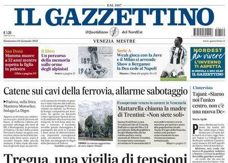 Il Gazzettino così stamattina: "Weah gioca con la Juve e il Milan si arrende"