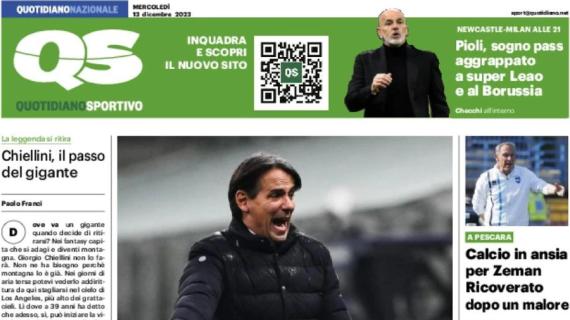 QS in prima pagina: "Inter, incroci pericolosi". Nerazzurri secondi nel girone