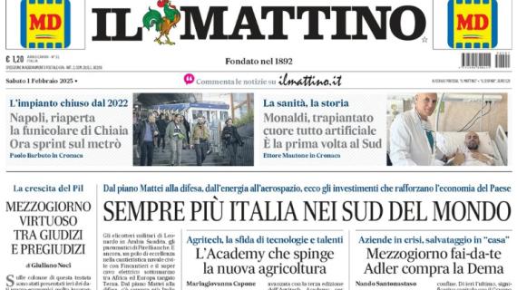 Il Mattino in taglio basso: "Roma-Napoli, sfida tra giganti: Dovbyk contro Lukaku"