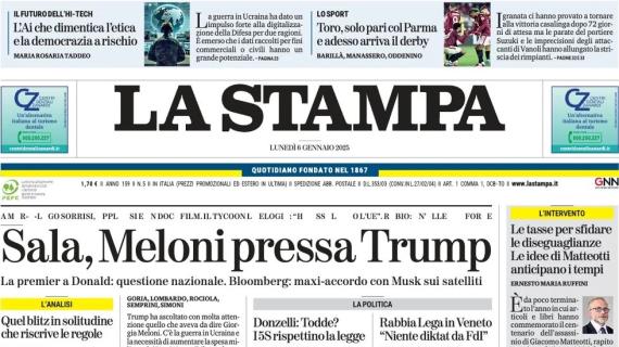 La Stampa intitola: "Torino, solo pari col Parma. E adesso arriva la Juventus"