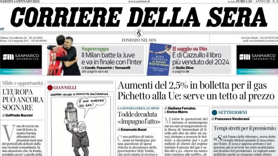 Il Corriere della Sera intitola: "Il Milan scavalca la Juve e va in finale con l'Inter"