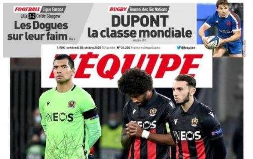 L'apertura dell'edizione odierna de L'Equipe: "Paura Nizza"