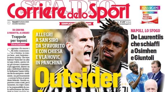 L'apertura del Corriere dello Sport: "Outsider Juve. Ma il Milan ha solo Mirante"