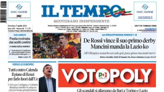 Il Tempo: "De Rossi vince il suo primo derby, Mancini manda ko la Lazio"