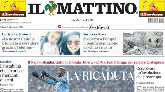 Il Mattino in apertura sulla sconfitta del Napoli contro la Juventus: "La ricaduta"