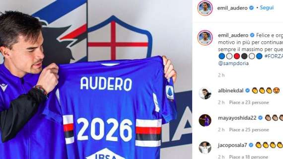Il post di Audero dopo il rinnovo con la Samp: ecco la maglia speciale dopo la firma