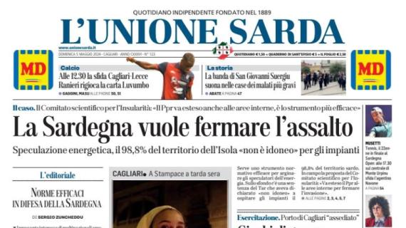 L'Unione Sarda: "Alle 12.30 la sfida Cagliari-Lecce. Ranieri si gioca la carta Luvumbo"
