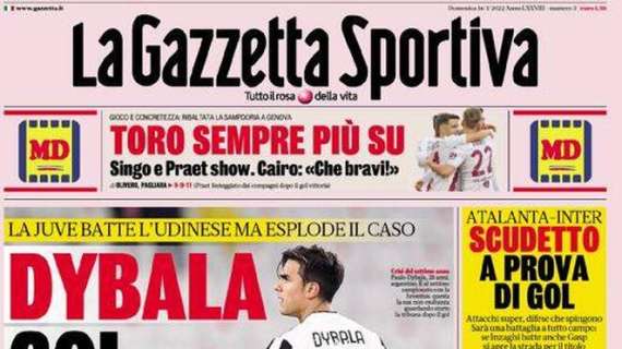 L'apertura de La Gazzetta dello Sport: "Dybala, gol senza Joya"