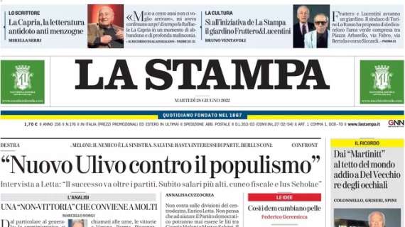 L’apertura odierna de La Stampa sulla questione dirimente in casa Roma: “Mani su Zaniolo”
