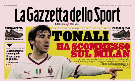 La Gazzetta dello Sport in apertura: "Tonali ha scommesso sul Milan. Brivido Italia"