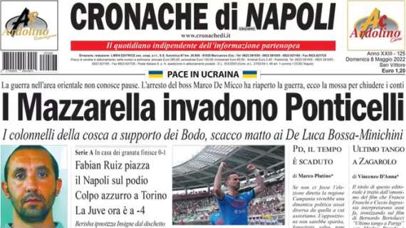 Cronache di Napoli in apertura: "Fabian Ruiz piazza gli azzurri sul podio: Juve a -4"