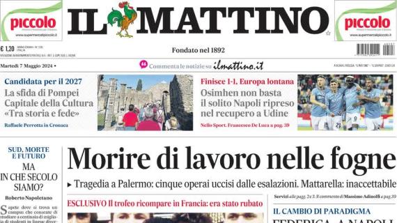 Il Mattino in prima pagina: "Napoli, Osimhen non basta: azzurri ripresi dall'Udinese"