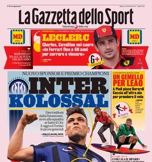 La prima pagina de La Gazzetta dello Sport sul nuovo sponsor nerazzurro: "Inter kolossal"
