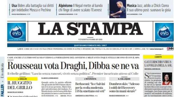 L'apertura odierna de La Stampa su Gattuso contro Pirlo: "Fratelli coltelli"