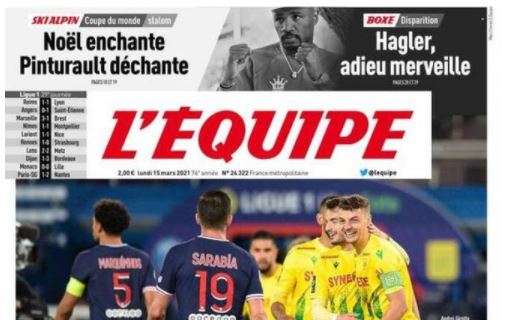 L'apertura de L'Equipe dopo la sconfitta del PSG con il Nantes: "Per il Lille è un regalo"