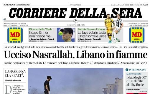 Il Corriere della Sera dopo il sabato di Serie A: "La Juve vola in testa, l'Inter soffre e vince"