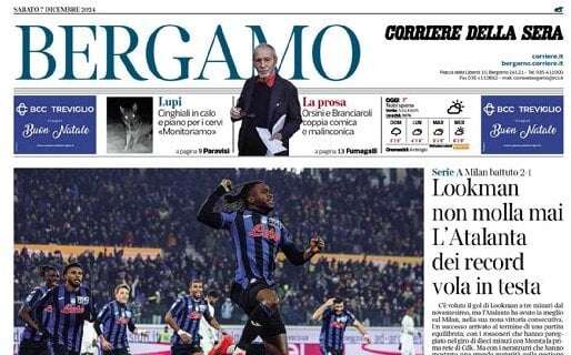 Corriere di Bergamo: "Lookman non molla mai. L'Atalanta dei record vola in testa"