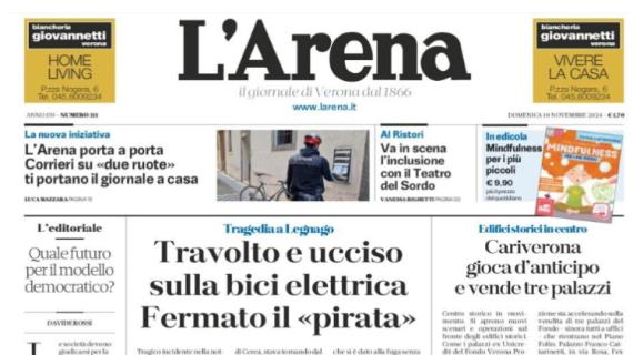 L'Arena titola in prima pagina: "L'Hellas cerca punti a Firenze"