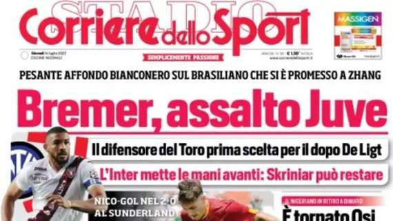 Corriere dello Sport in apertura: "Bremer, assalto Juve"