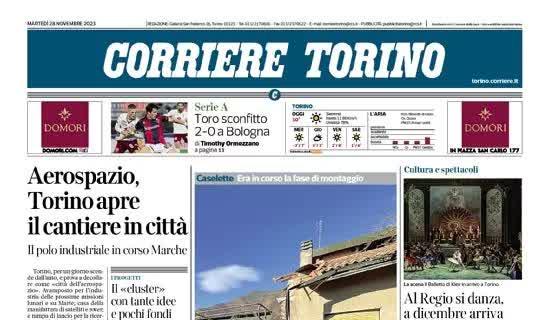 Il Corriere di Torino in prima pagina: "Toro ko a Bologna: finisce 2-0 al Dall'Ara"