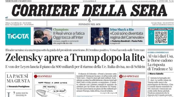 Champions, il Real vince a fatica. Il Corriere della Sera titola: "Oggi tocca all'Inter"