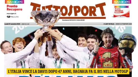 Tuttosport in prima pagina apre con il Derby d'Italia: "Lautaro ferma una Juve tosta"