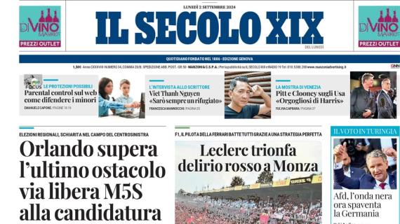 Il Secolo XIX in prima pagina: "Genoa, passo indietro: 2 gol dal Verona e prima sconfitta"