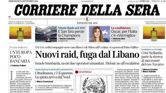 Corriere della Sera: "E San Siro perde la Champions. Niente finale del 2027"