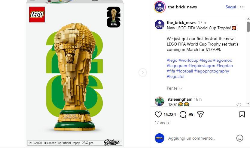 Da marzo in vendita una Coppa del Mondo in formato Lego: tutti i dettagli dell'accordo