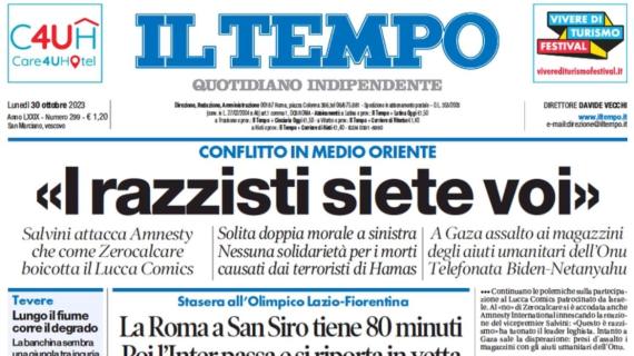 Il Tempo: "La Roma a San Siro tiene 80 minuti. Poi l'Inter passa e si riporta in vetta"