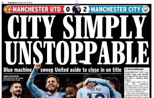 Il Daily Express: "Il City è inarrestabile". Battuto lo United nel derby