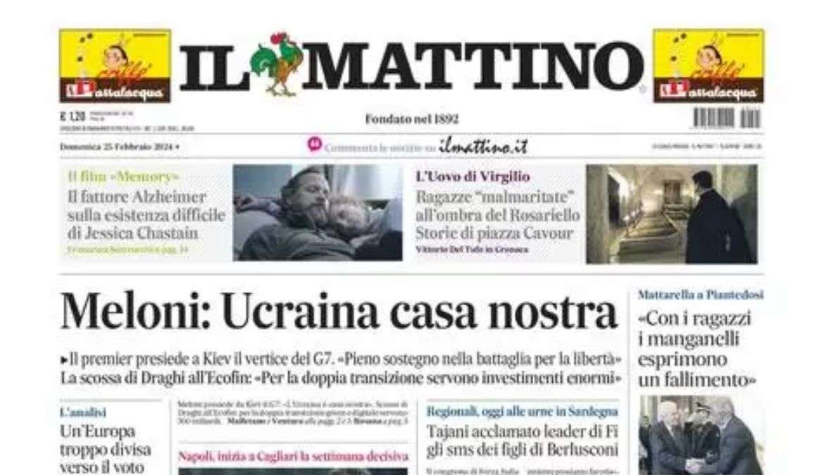 La prima pagina de Il Mattino: "Calzona, ricomincio da tre"